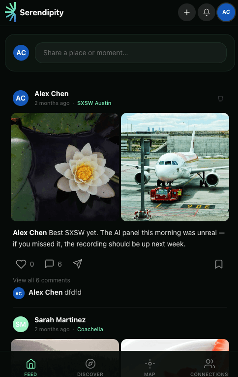 Serendipity app feed
